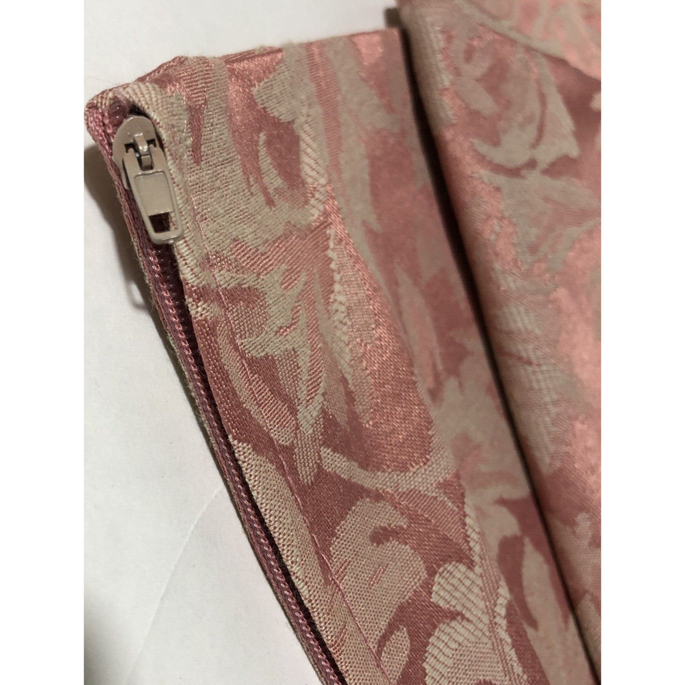 Pink Pillow Cushion Covers Zip Floral 16” Square Pink Cream Brocade Set of Four - Picture 5 of 13